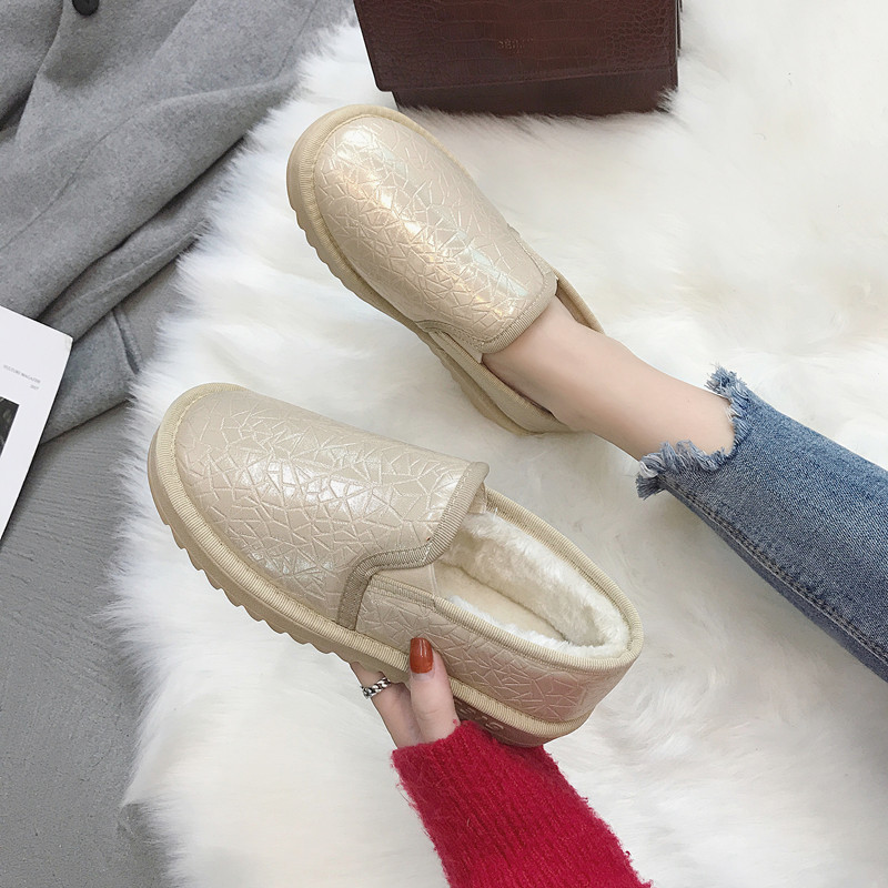 

Top quality Koovan Cotton Female 2020 New Plus Velvet Warm Winter Fashion Students Waterproof Bread Shoes Snow Boots Women Low, Gray
