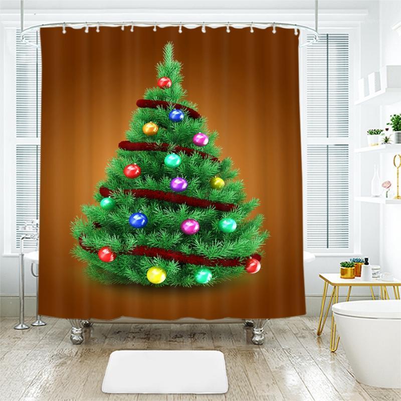 

Christmas Tree Festive Decoration Waterproof Shower Curtains 3D Bathroom Curtain Customed Photos1