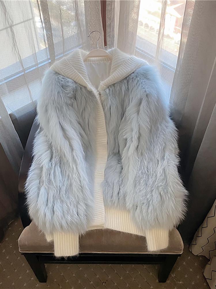 

Blue blue fur fur coat for women winter 2020 new thickened one-piece autumn and winter versatile short top
