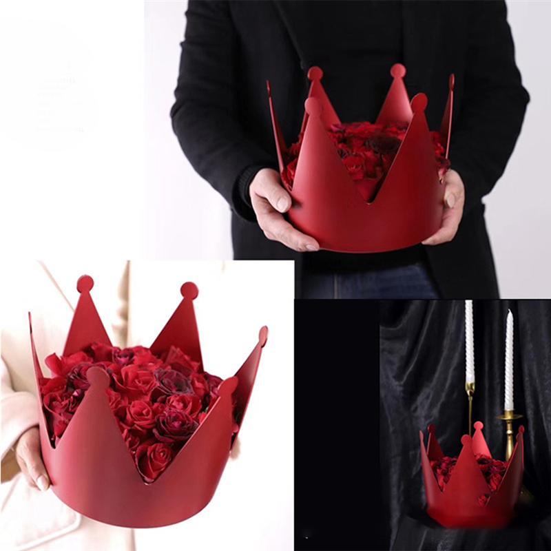 

Quality Waterproof Crown Gift Box Flower Wrapping Gift Box For Girlfriend Metal Texture Crown For Wedding Valentine'S Day A35