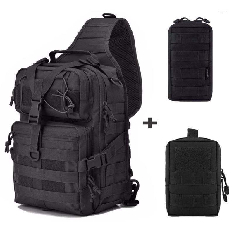 

20L Tactical Sling Backpack Molle Utility Bags Multifunction Waterproof Pouch Rucksack For Hunting Hiking Climbing1, 2pcs pouch 1