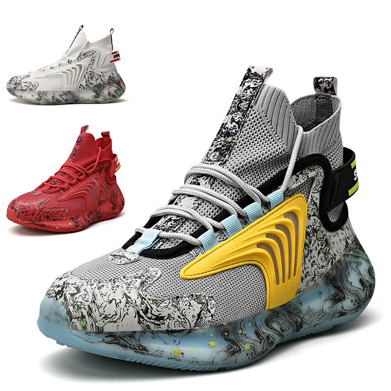 

2021 Non-Brand men sport shoes black red white gray blue Splash ink mens trainers fashion sports sneaker 40-47, Item #1