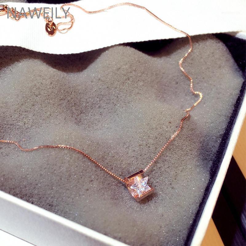 

Simple Star CZ Zircon Choker Necklace Gold Silver Color Chain Women Collar Jewelry Bijoux Femme Best Crystal Pendant Necklace1