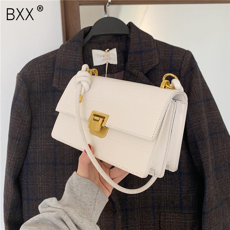 

[BXX] Brand Crocodile Pattern Designer Women's Tote 2021 Winter Shoulder Handbags High Quality Leather Small Crossbody Bag HQ597, Black