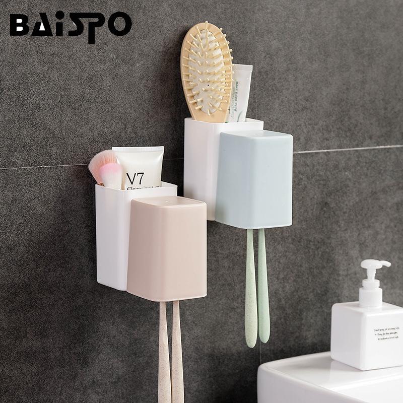 

BAISPO Multifunctional Bathroom Sets Cup Water Bottle/Toothbrush Holder Set storage box Wall Mount Stand Bathroom Accessories