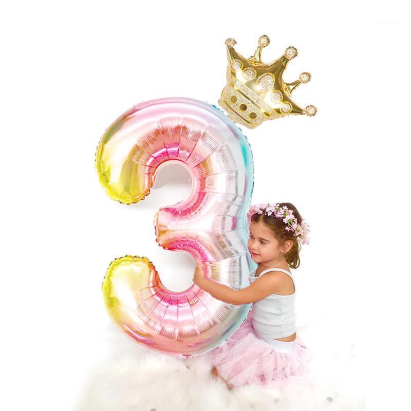

2Pcs/lot 32inch Number Foil Balloons Digit Ballon With 16inch Crown Ballon Kids Birthday Party Festival Party Anniversaryr Decor1