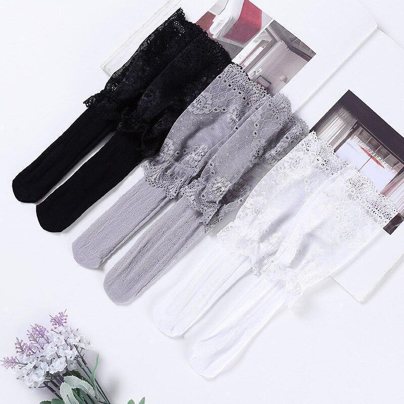 

Clearance!Children's Knee High Socks Lace Socks Cotton Girls Princess Cute Baby Soft Warmers Summer Girl 4-12Y1, Black