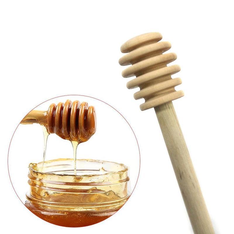 

1Pc Honey Stir Bar Mixing Handle Jar Spoon Practical Wood Dipper Honey Long Stick Supplies Kitchen Tools