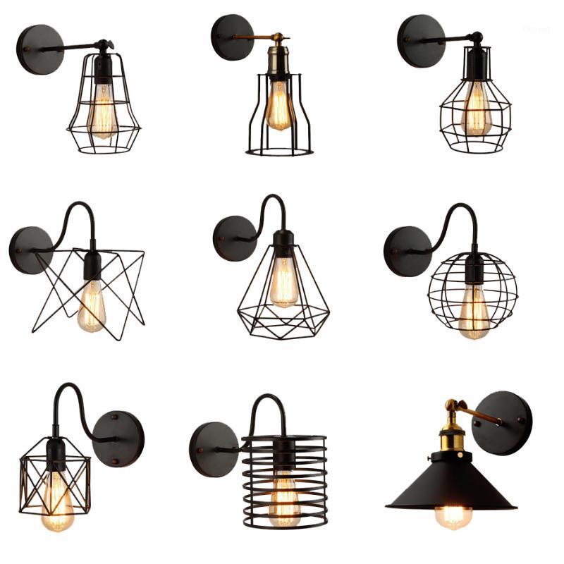 

Loft Wall Lamp Black Lampshade American Iron Wall Lights Vintage Cage Sconce Modern for Bedroom Living Room Indoor Lighting1