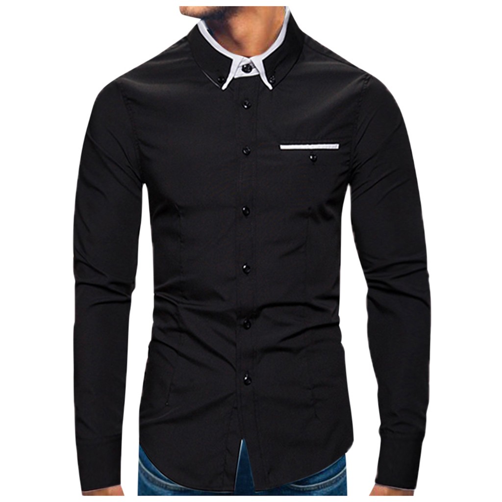 

High Quality Business Men's shirts Blusa masculina Solid Color shirts men Casual slim fit Long Sleeve Blouse chemise homme