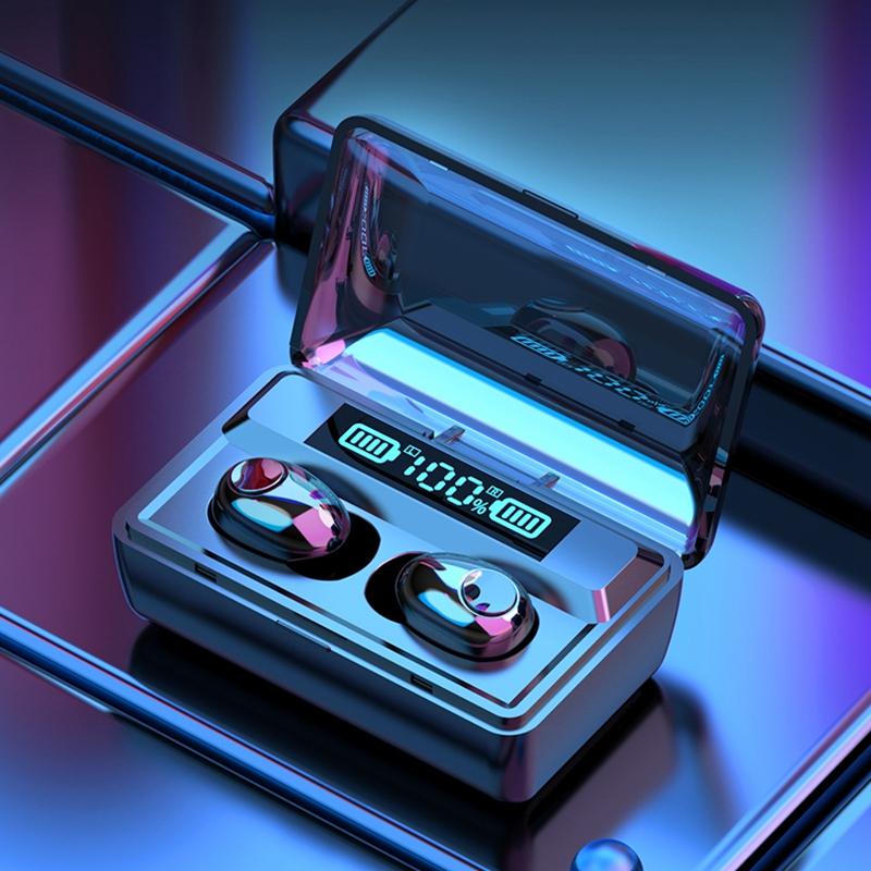 

TWS Bluetooth 5.0 Earphone Wireless Sports Auricular Handsfree Earbuds Noise Cancelling Headset for, Black