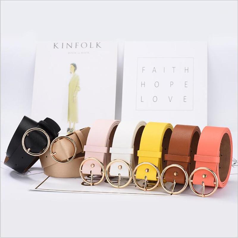

Round Buckle Ladies Belt Jeans Wild Belts For Women Fashion Students Simple New Circle Pin Buckles Belt1, Black