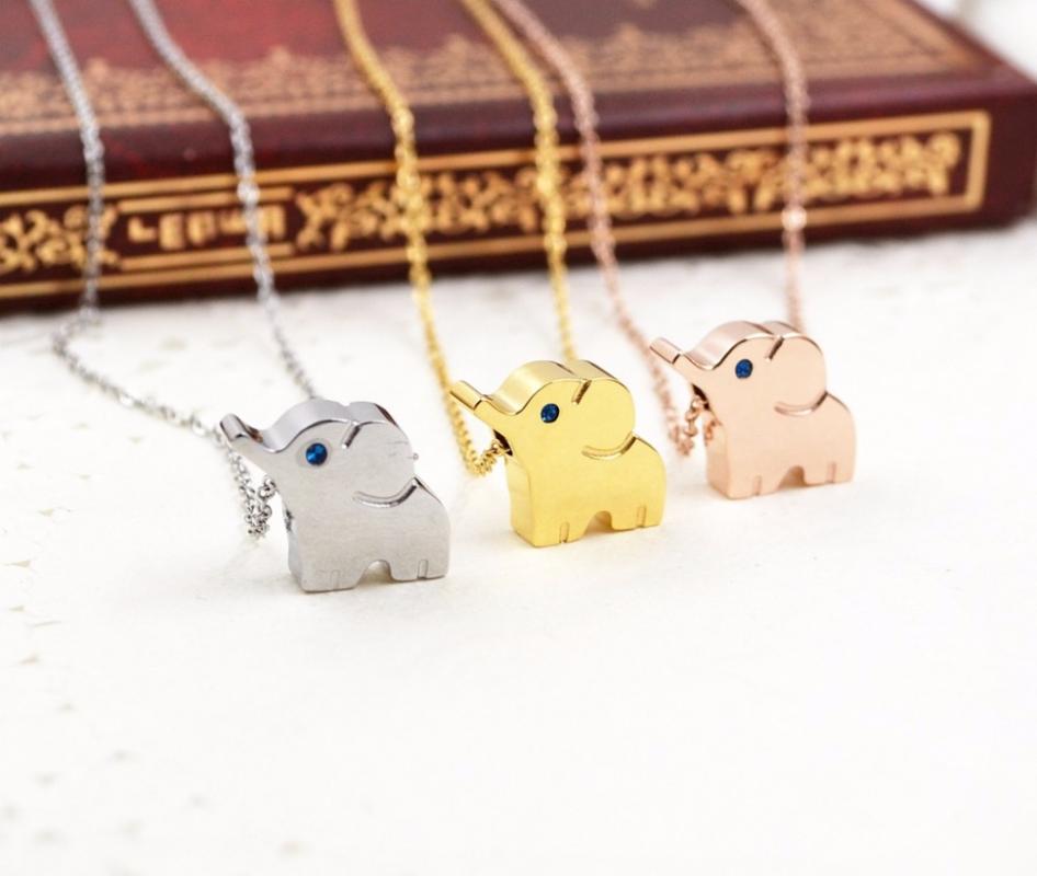 

Martick Lovely Cute Style Animal Pendant Necklace Elephant Design Spring Necklace For Young Lady Present Jewelry P109