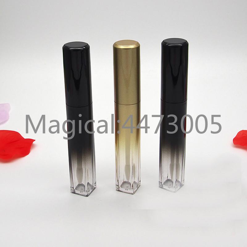 

10/30/50pcs 7ML Plastic Empty Gradient Black Liquid Lipstick Refillable Bottle,Portable Beauty Cosmetic Gold Lip Gloss Container