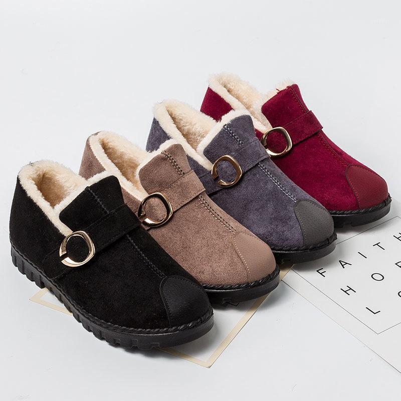 

Fashion winter new snow boots women's high-top thickening and velvet lazy short boots Korean version of the wild flat bottom1, Black