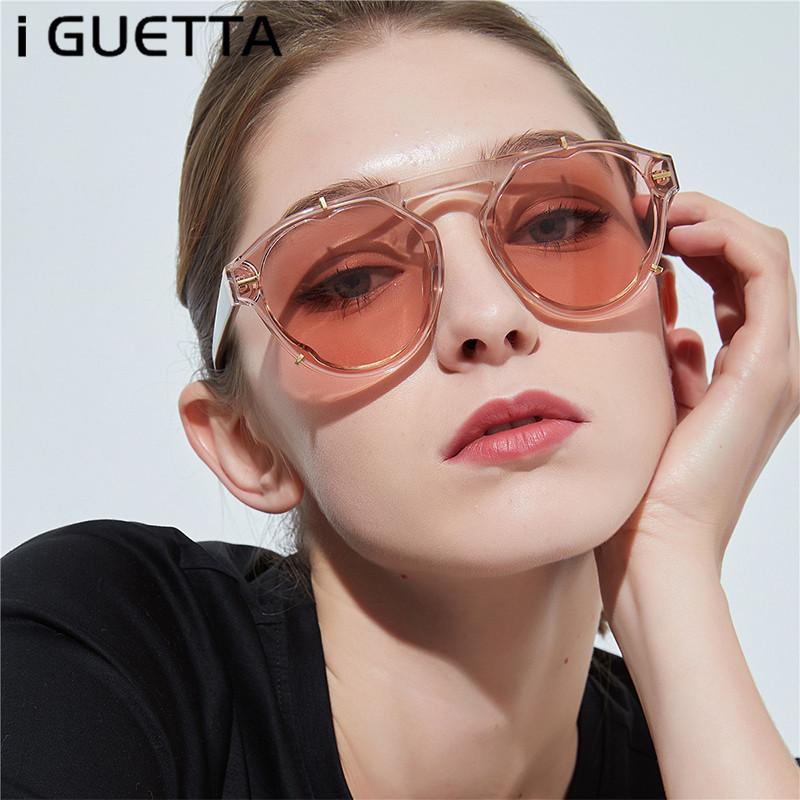 

iGUETTA Round Sunglasses Women Vintage Oversized Korean Version Designer Shade For Women Fashion IYJB066