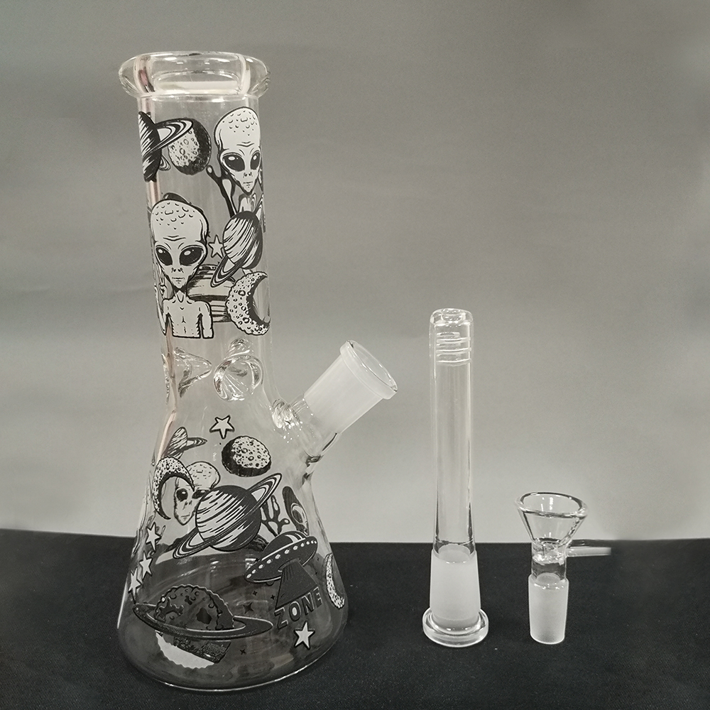 

Alien Rik And Moty Einstein Luminous Straight Tube Hookahs Glass Bong Beaker Bongs Water Pipe Oil Rigs Pipes With Accessories