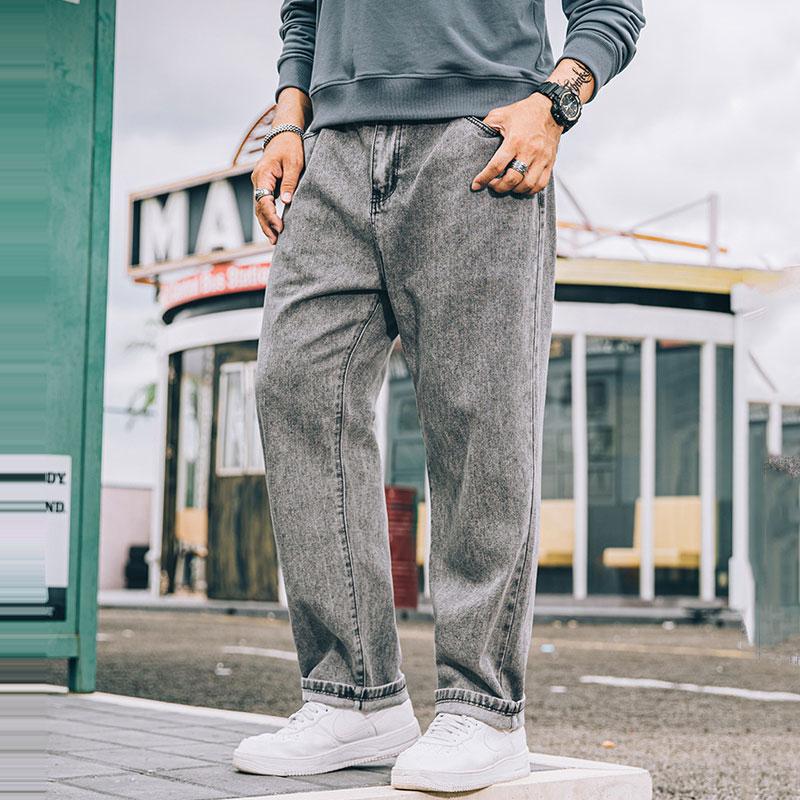 

Jeans For Men Large size 44 46 48 Men's Jeans Loose Straight Mid-waist Trousers Dark blue Denim trousers