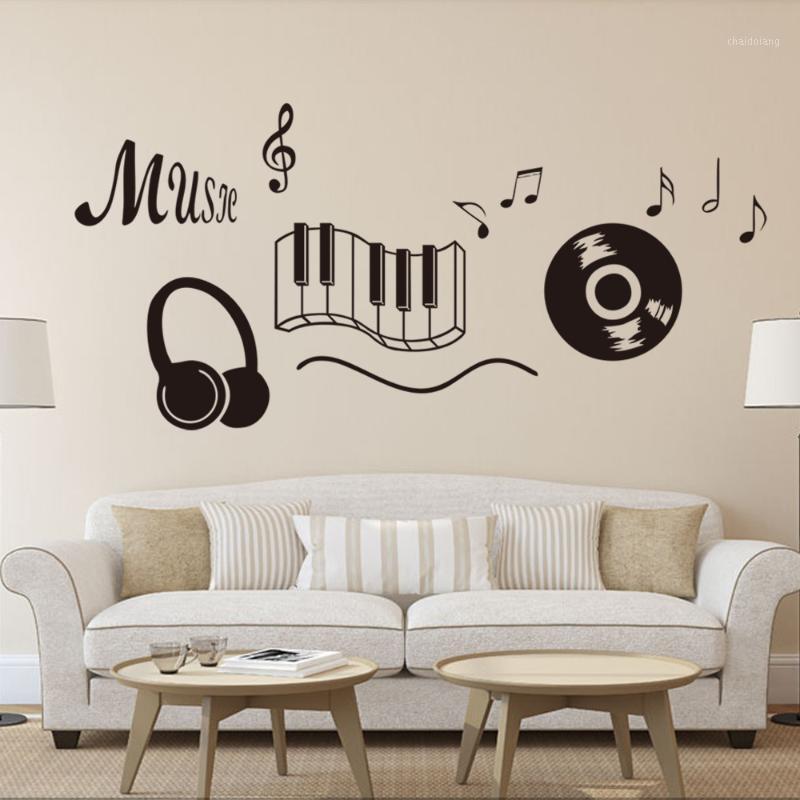 

Music Earphone Piano CD Wall Stickers Window Sticker Babyroom Bedroom Living Room Decor Home Decoration Accessories1