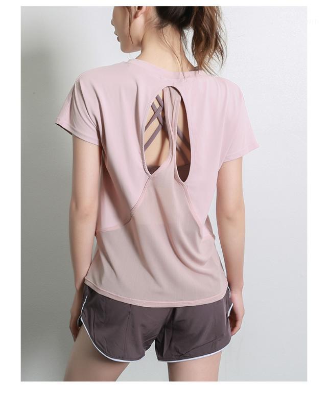 

2020 New Sports t-shirt women Short sleeve Shirt Sports Yoga Top Women Mesh Compression Running Workout Tops Gym T Shirt Sport1, Black