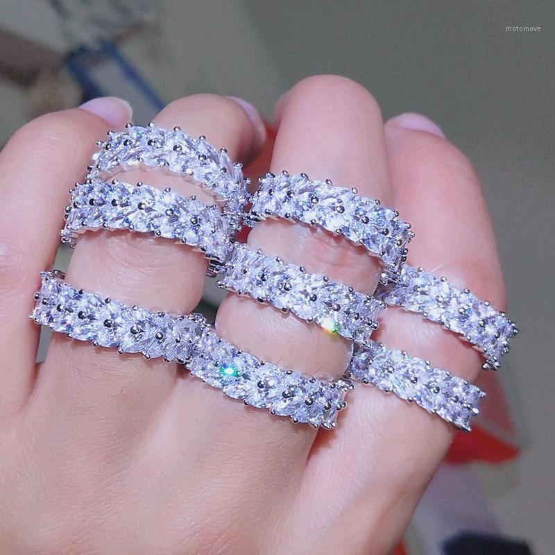 

Hot Colorful Stones Cubic Zircon Rings For Women Eternity Engagement Wedding Lady Fashion Jewelry Gifts Party CRP20201