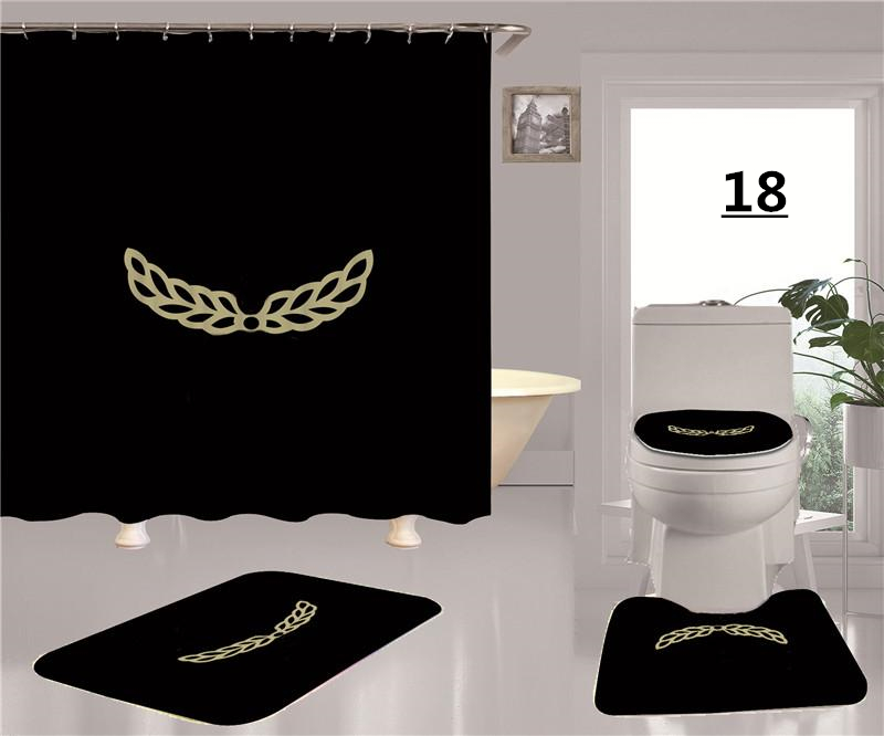 

Cool Wings Printing Shower Curtains Sets High-grade Four-piece Mat Set Bathroom Anti-peeping Non-slip Deodorant Bath Toilet Mats