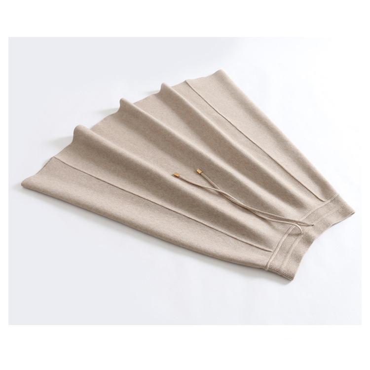 

2020 High Waist Knitted Winter A-Line Thick Fashion Women Autumn Black Skirt Faldas Jupe Femme Saia, Beige