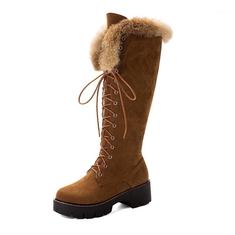 

Women Knee High Boots Sexy lace up snow boots Platform Chunky high Heels platform Shoes For Women Winter Party Shoes Woman1, Black