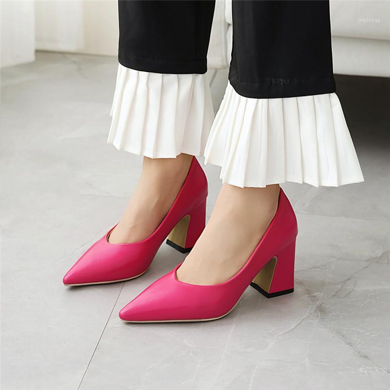 

Dress Shoes YMECHIC Summer 2021 Shallow Black Rose Red Women High Heels Office Lady Career Pointed Toe Slip On Pumps Block Heel1