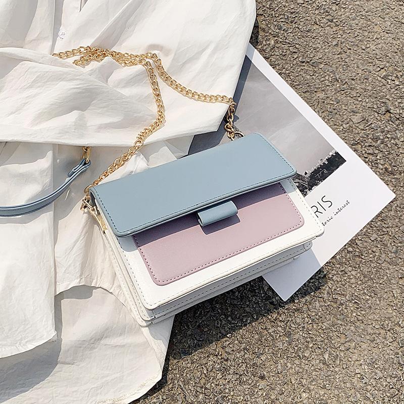 

2021 Fashionable New Color Contrast Women's Bag Trend Fashion Chain Slung One Shoulder Small Square Bag, Black