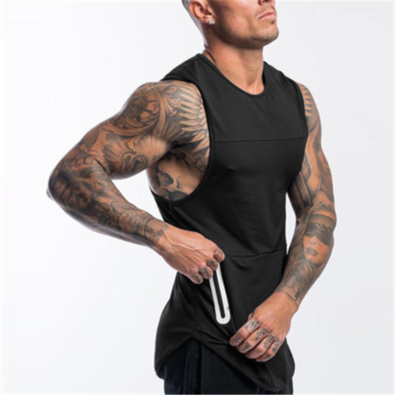 

Can add your own logo)New Men Bodybuilding Cotton Tank Top Gym Fitness Sleeveless Shirt Fashion Singlet Vest Undershirt 4 Color1, Black