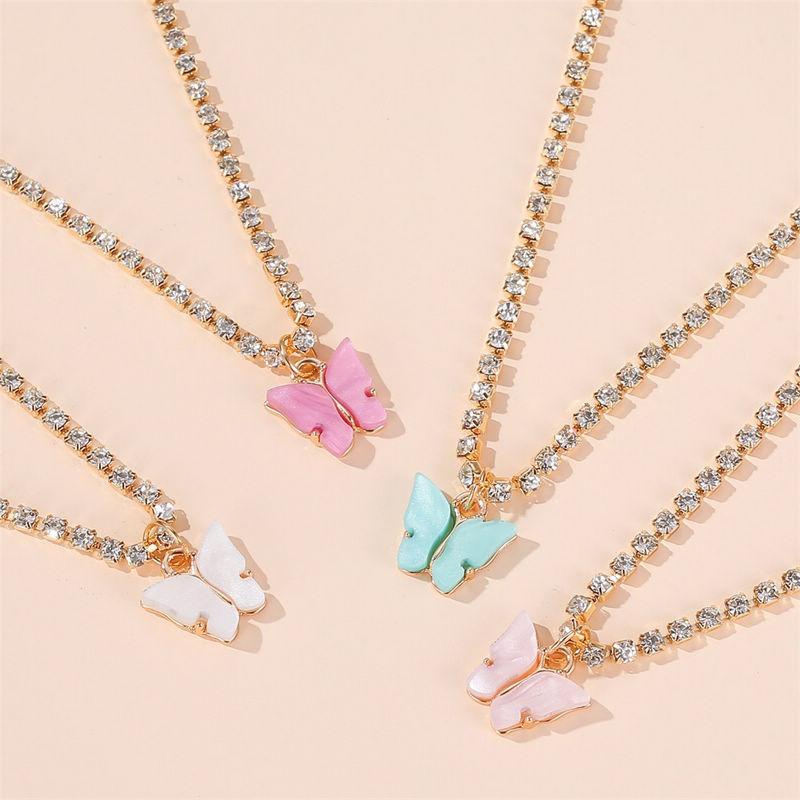 

New Fashion Butterfly Pendant Necklace for Women Zircon Chain Necklaces Jewelry Gift Collier Collares
