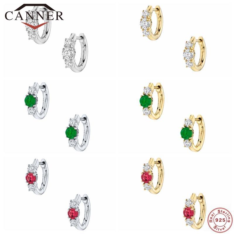 

CANNER Real 925 Sterling Silver Hoop Earrings for Women Colorful Zircon Piercing Earring Small Earings Jewelry pendientes