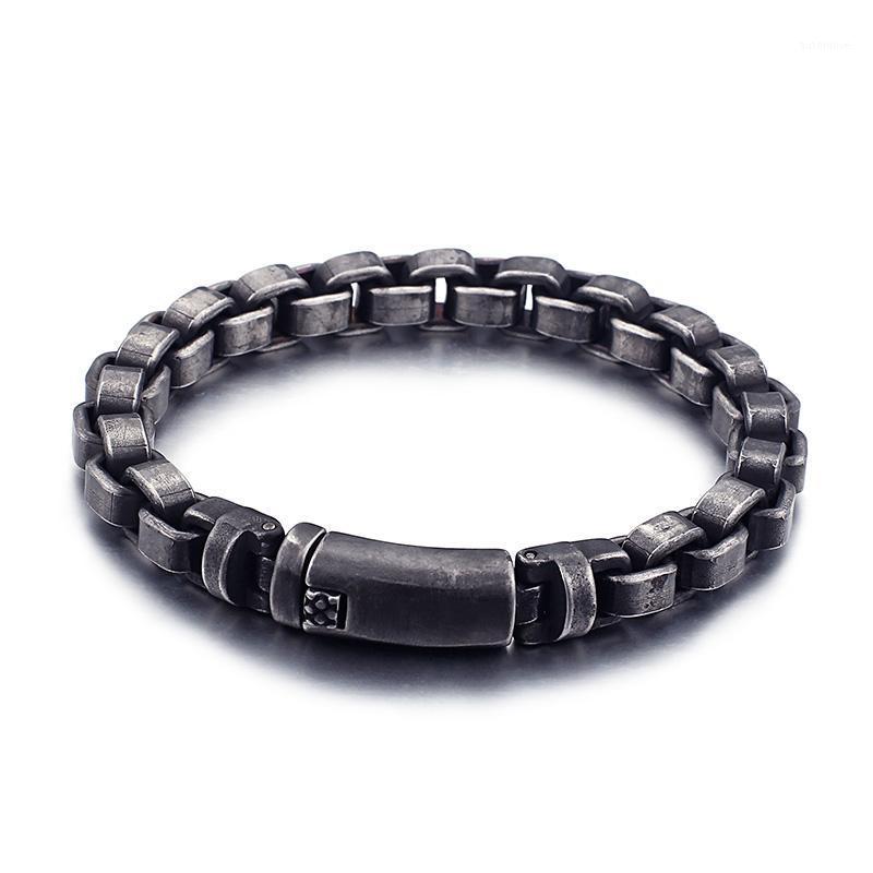 

8.66 inch (22cm) Casting Pure Stainless Steel Vintage black tone high quality box Bracelet Bangle for Men Women Fashion Gifts1