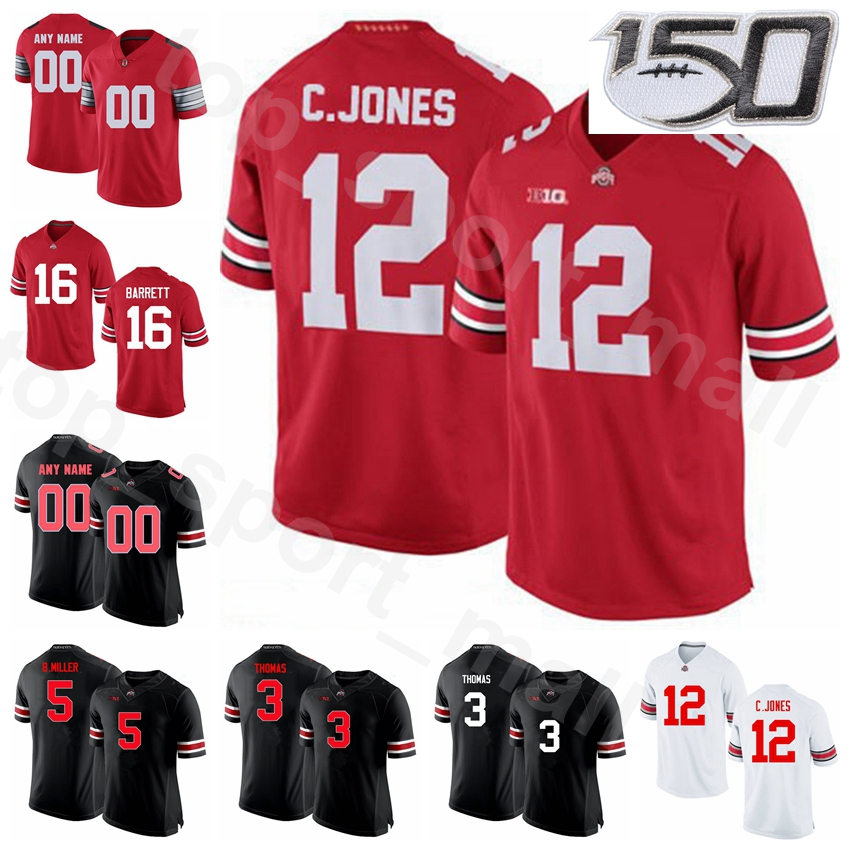 

NCAA Football Ohio State Buckeyes College 12 Cardale Jones Jersey 3 Michael Thomas 5 Braxton Miller JT Barrett Limited Custom Name Number, White