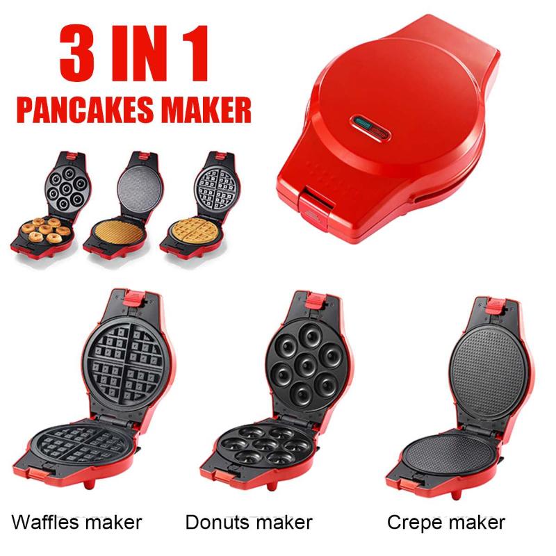 

220-240V 800W Electric Waffle Maker 3 In 1 Breakfast Donut/Cake/Sandwich/Pancake/Omelet Machine Home Multifunctional Appliances
