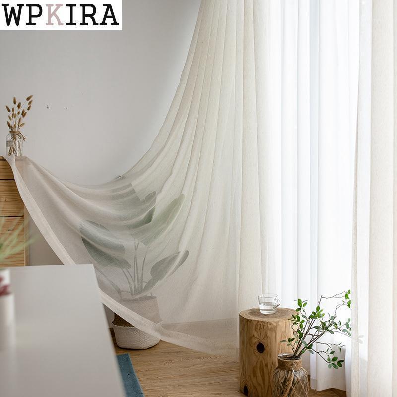 

Linen Sheer Curtains Tulle Drape For Living Room Bedroom Kitchen curtain Window Treatment Voile Curtains Door Decoration M049&301, Beige