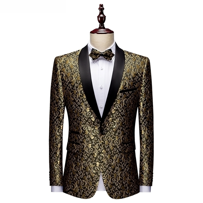 

Men Blazers Banquet Party Prom Ball Slim Fit Wedding Tuxedo Suit Jackets Shawl Lapel Stage Costume Nightclub Singer Host Dancer 201104, Black