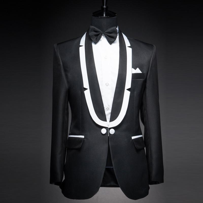 

New Tailored Smoking Black Suit Men Groom Tuxedo Slim Fit 2 Piece Wedding Suits For Men Blazer Prom Terno Masculino Jacket+Pant, Same as image