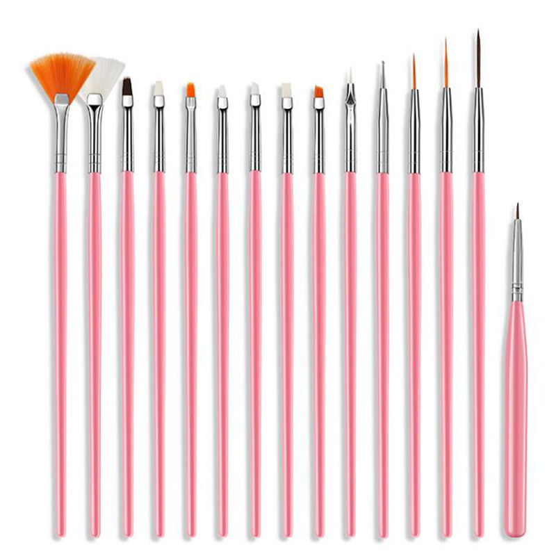 

15PCS Nail Art UV Gel Brush Set Pen UV Gel Nail Art Builder Flat Crystal Painting Drawing Carving Pen Manicure Tool