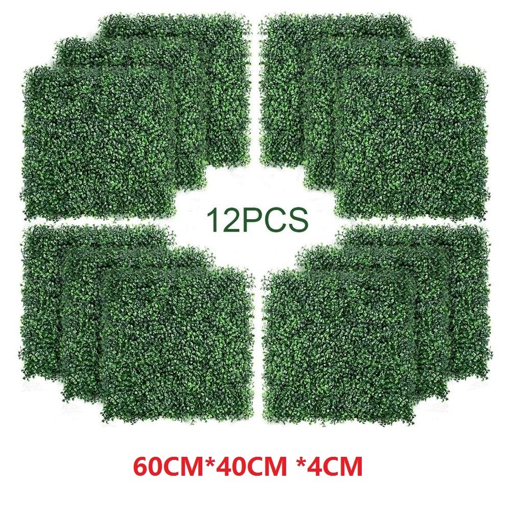 

12PCS Artificial Boxwood Panels Topiary Hedge Plant, Privacy Hedge Screen, UV Protected Faux Greenery Mats Suitable T200509