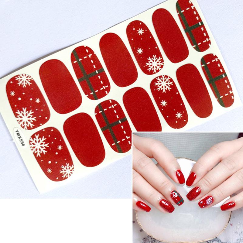 

1 Sheet DIY Christmas Nail Sticker Snowman Snowflake Santa Claus Patterns Adhesive Waterproof Full Cover Wraps Nail Art Stickers, Ymx542