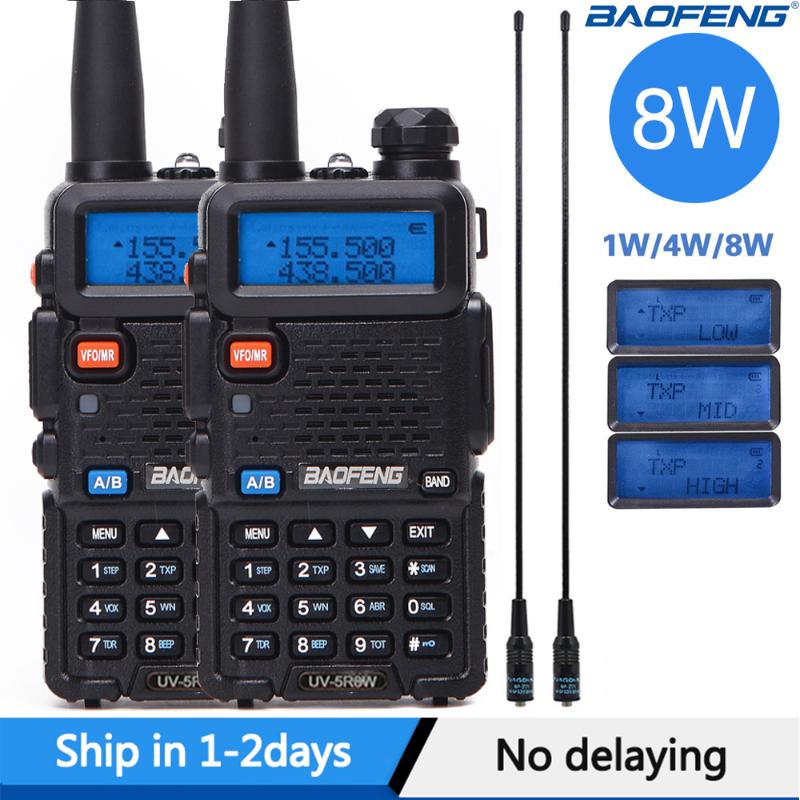 

2pcs Real 8W Baofeng UV-5R Walkie Talkie UV 5R Powerful Amateur Ham CB Radio Station UV5R Dual Band Transceiver 10KM Intercom