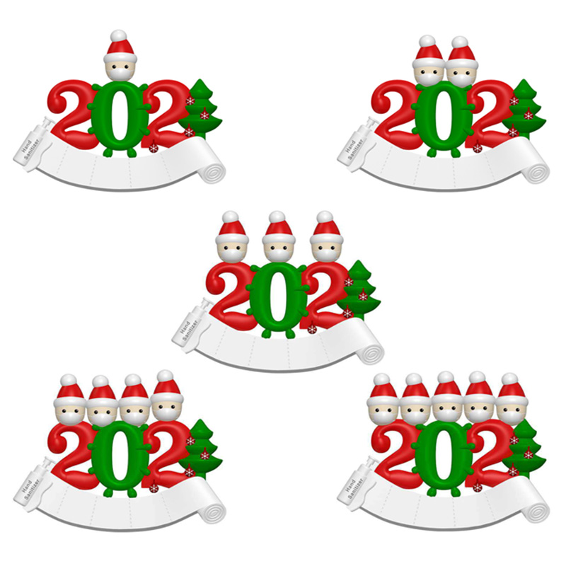 

Christmas Ornament DIY Greetings Christmas Pendant 2020 Snowman Party Family Christmas Tree Pendant PVC Face Mask Pendant