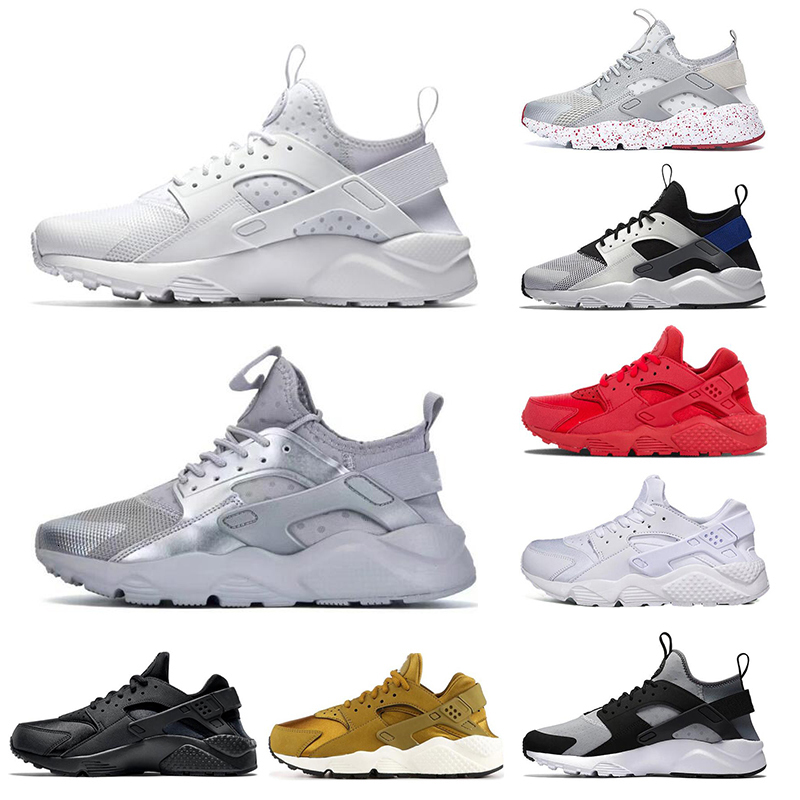 

New Huarache 4.0 1.0 Men Shoes Classical Triple White Black red women huarache shoes Huaraches sports Sneakers size 36-45, 4.0 grey with red dot
