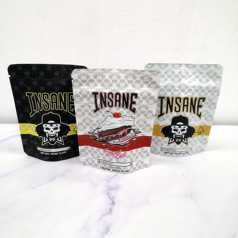 

HOT 3.5g Mylar bags INSANE BAG Smell Proof Bags Vape Packaging for Dry Herb Vaporizer mylar Zipper bag Free shipping