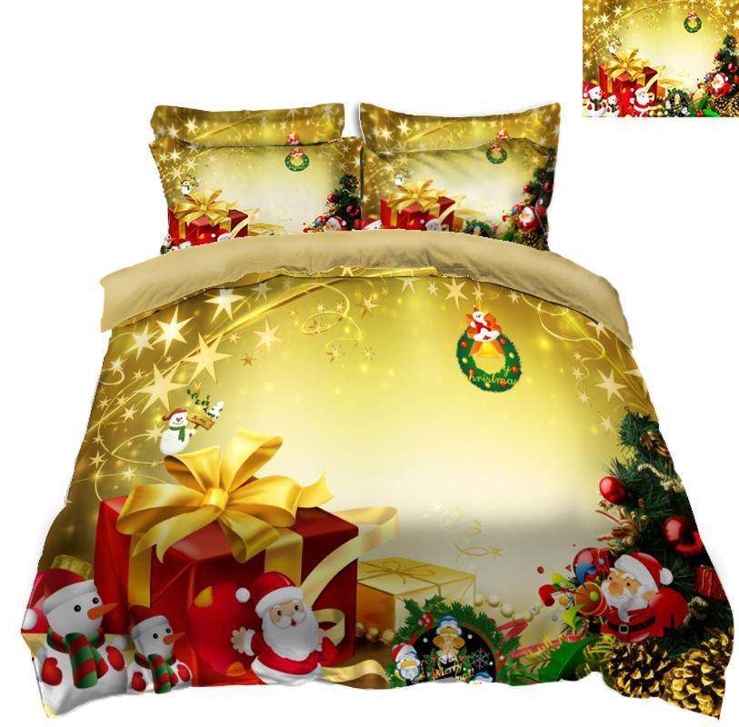 

DIY Printed Bedding Christmas Duvet Cover set New Year gift Box Pattern Double Bedding set Soft Quilt Cover Home Bed 3pcs1, Bps-021