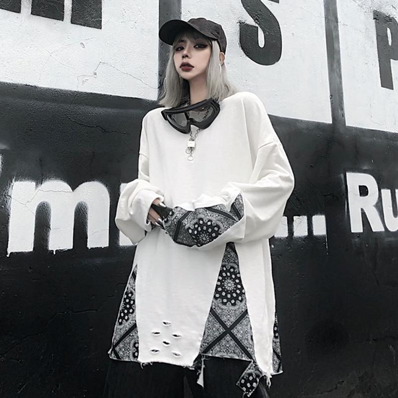 

2021 New spring around the neck of two female retro loose red net sweatpants torn upper tide y438 ZX5B, Hei