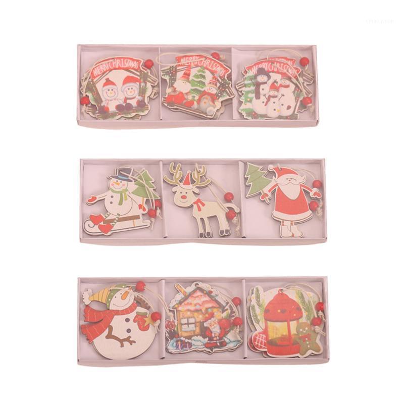

Christmas Hanging Wooden Pendant Christmas Tree Hanging Elk Santa Claus Snowman Car Combination Pendant Decoration1