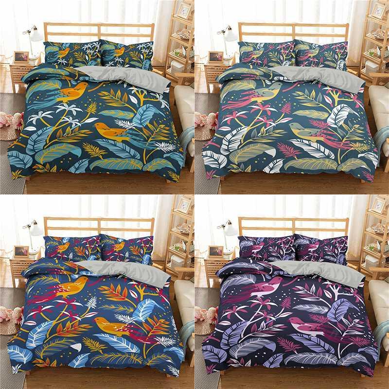 

Fashion Digital Printing Duvet Cover Set Bird Leaves Lightweight Microfiber Bedding Set Queen King Size Quilt Cover Home Decor1, Lxf047-1